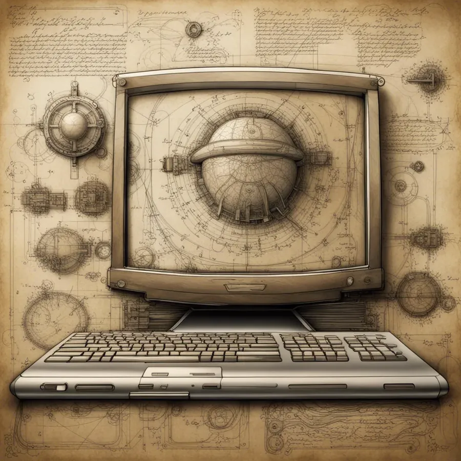 Studio di una macchina disegnato come tavola di codice